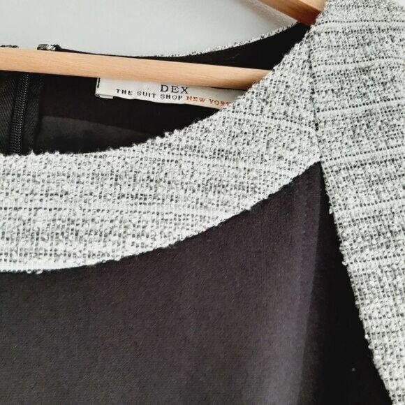 DEX Classic Colorblock Sheath Knee Length Midi Dress Black & Grey Sz M - Picture 6 of 13